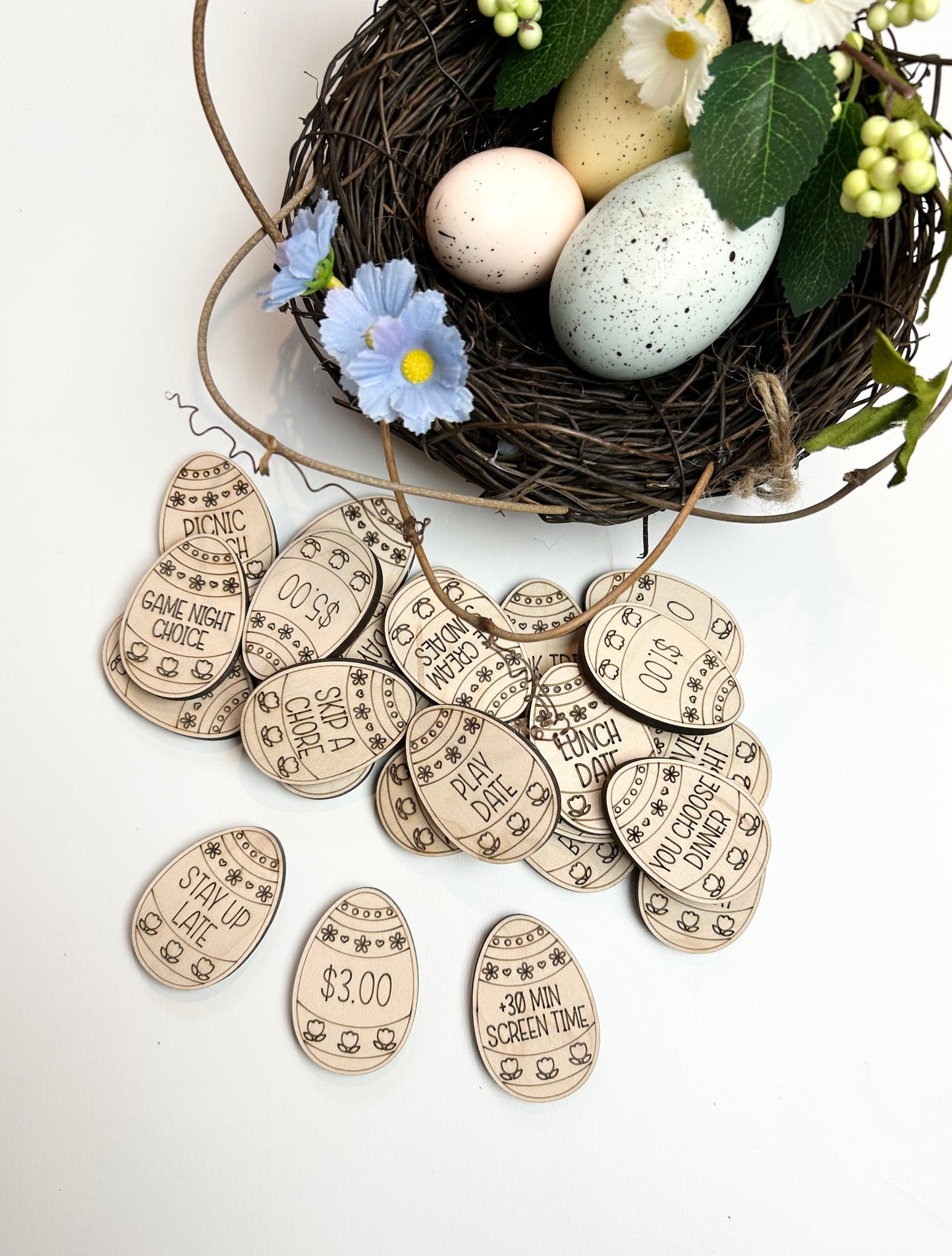 Wooden Easter Egg Tokens