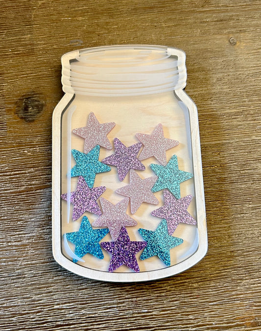 Reward Jar with 12 Acrylic Glitter Stars