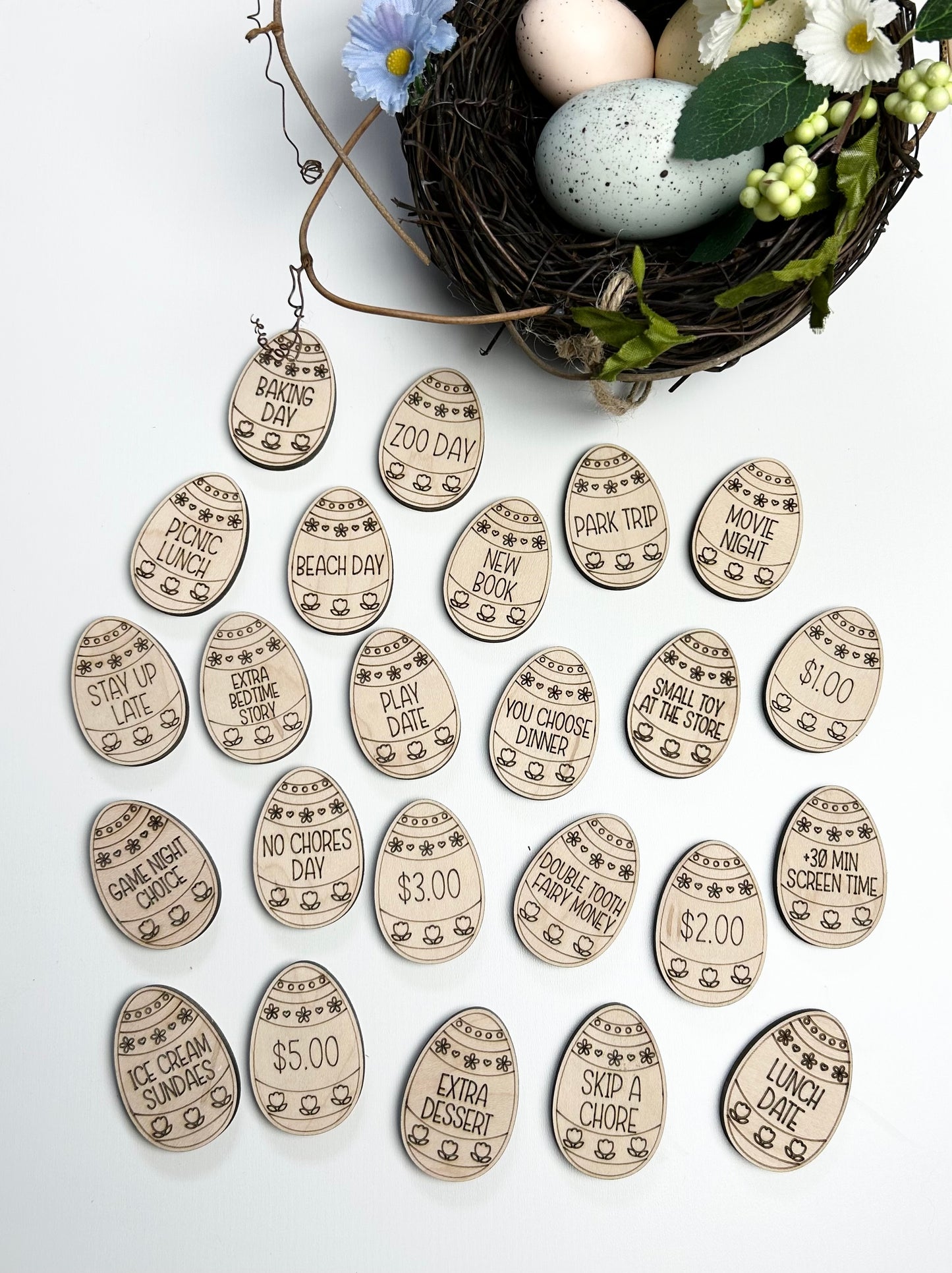 Wooden Easter Egg Tokens